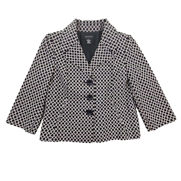 Rafaella Jackets & Blazers - Rafaella Geometric Blazer Coat Jacket Women's Size 10 Black & White Old Money